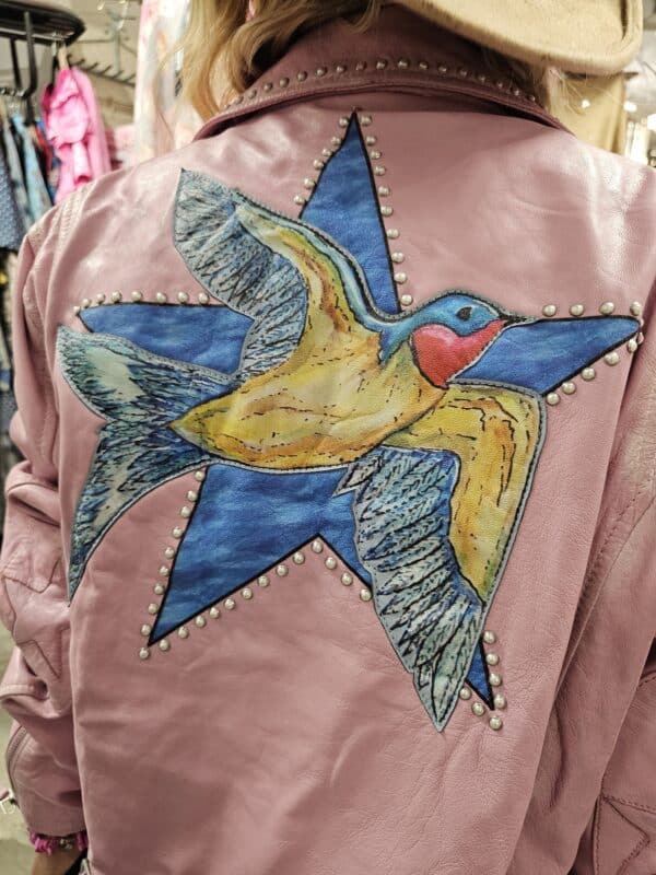 Rare Bird Art Leather Jacket