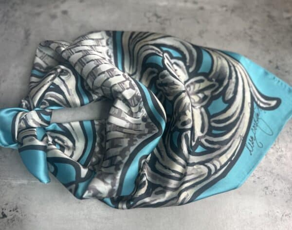 Turquoise Tooled Monochrome Wild Rag - Image 3