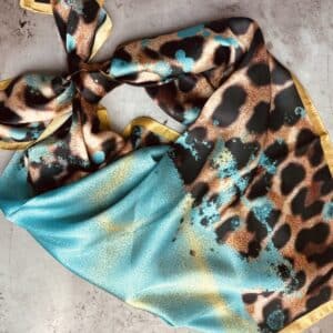 Turquoise Gold Leopard Wild Rag