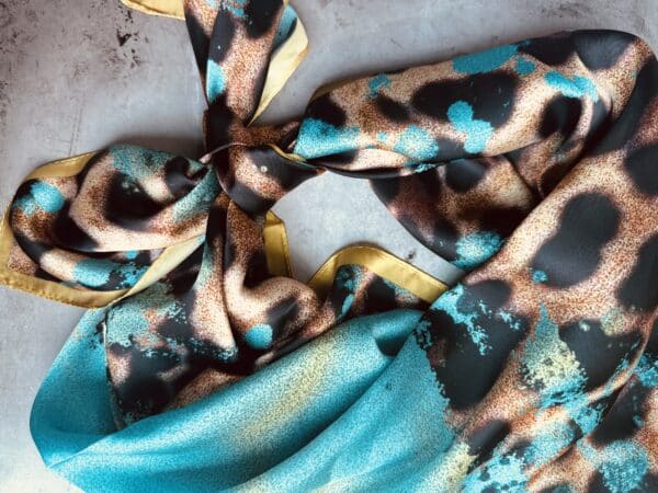 Turquoise Gold Leopard Wild Rag - Image 4