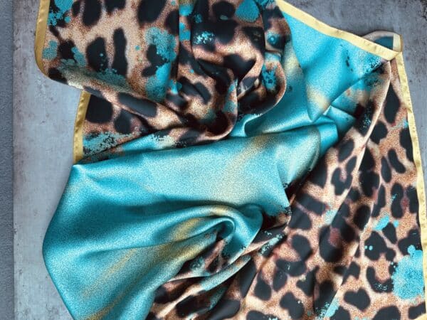 Turquoise Gold Leopard Wild Rag - Image 3