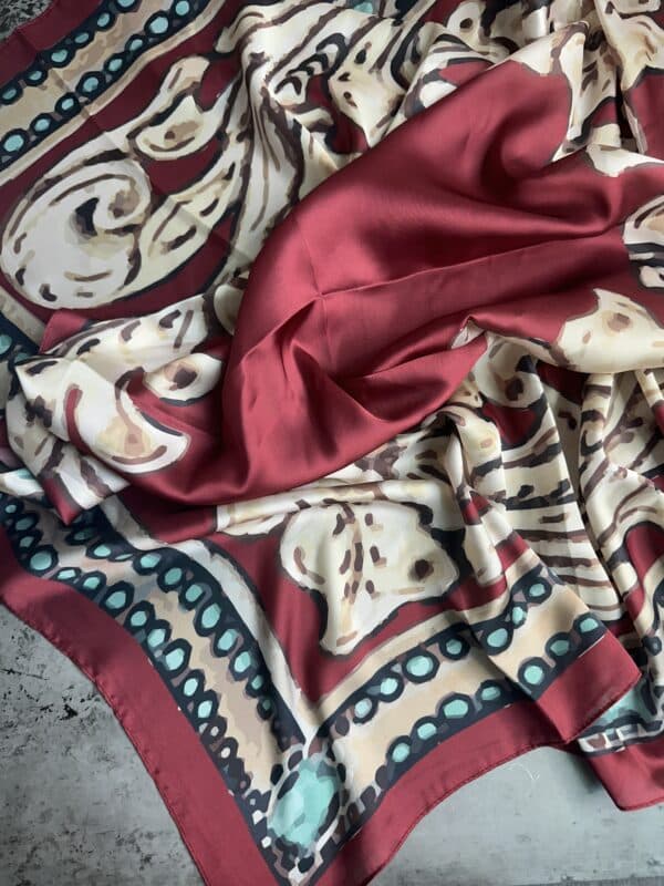 Floral Cream with Red and Turquoise Wild Rag - Image 5