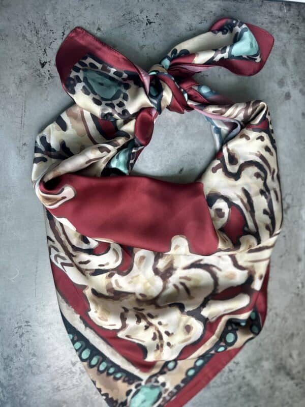 Floral Cream with Red and Turquoise Wild Rag