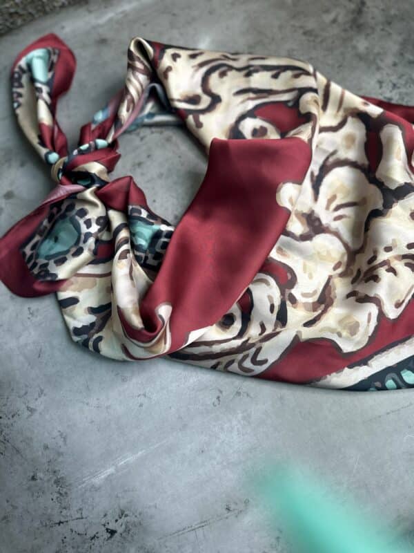 Floral Cream with Red and Turquoise Wild Rag - Image 2