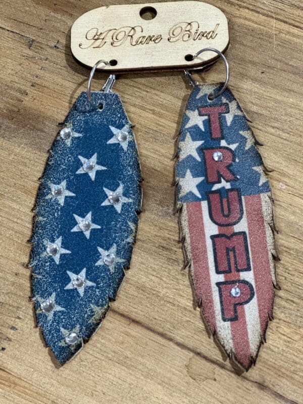 Trump Leather Feather Earrings - Image 3