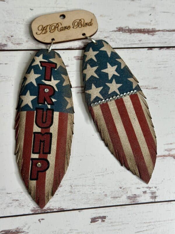 Trump Leather Feather Earrings - Image 2