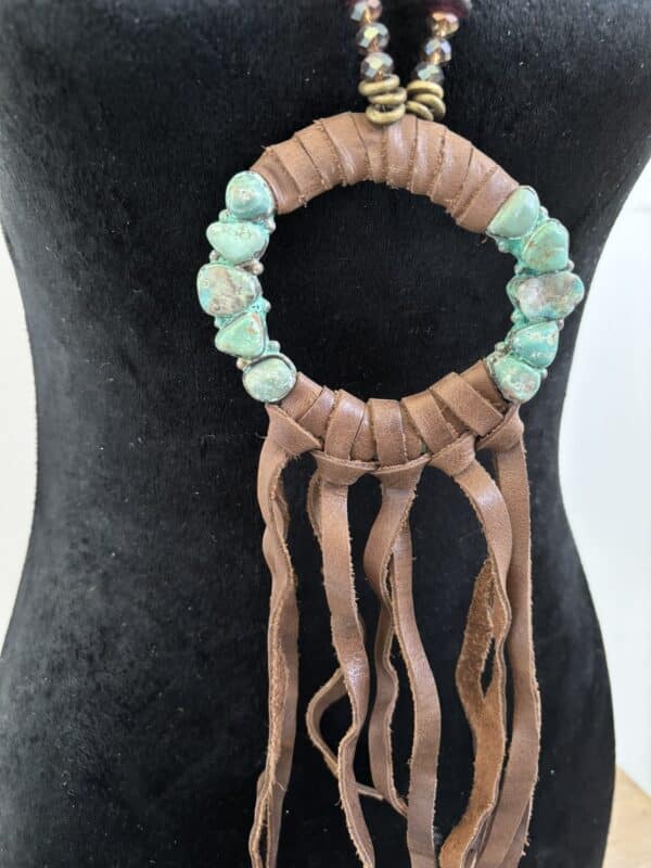 TURQUOISE ROUNDABOUT FRINGE NECKLACE