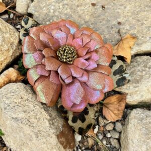 Handmade Pink Shimmer Leather Flower Pin