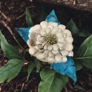 Handmade Cream Leather Flower Pin