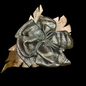 Handmade Pewter Leather Flower Pin
