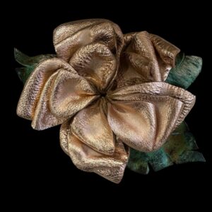 Handmade Copper Leather Flower Pin