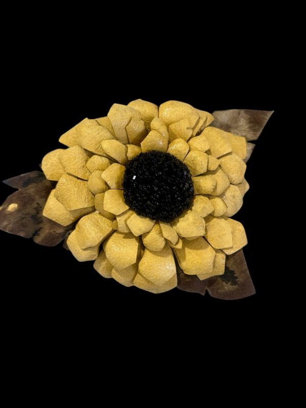 Hand made Leather Sunflower Pin