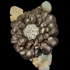 Hand made Bronze Leather Flower Pin