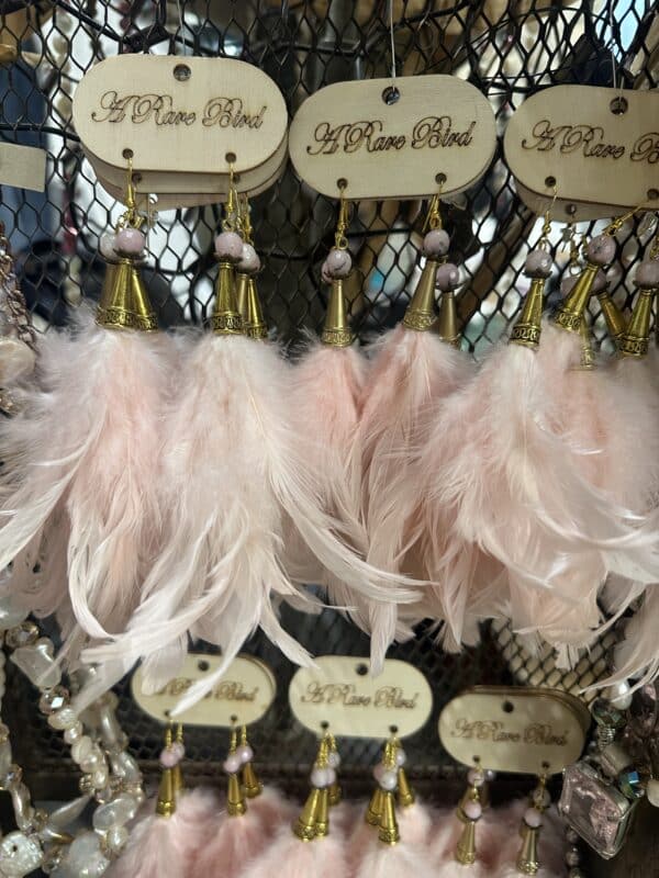 Pink Feather Earrings - Image 3