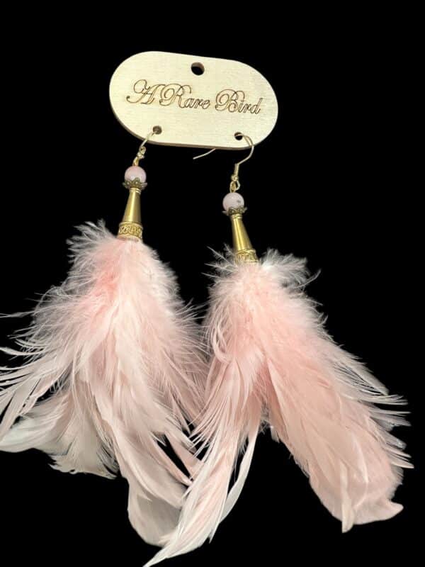 Pink Feather Earrings - Image 2