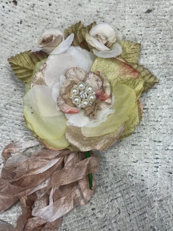 Vintaged Silk Cabbage Rose Pin - Image 3