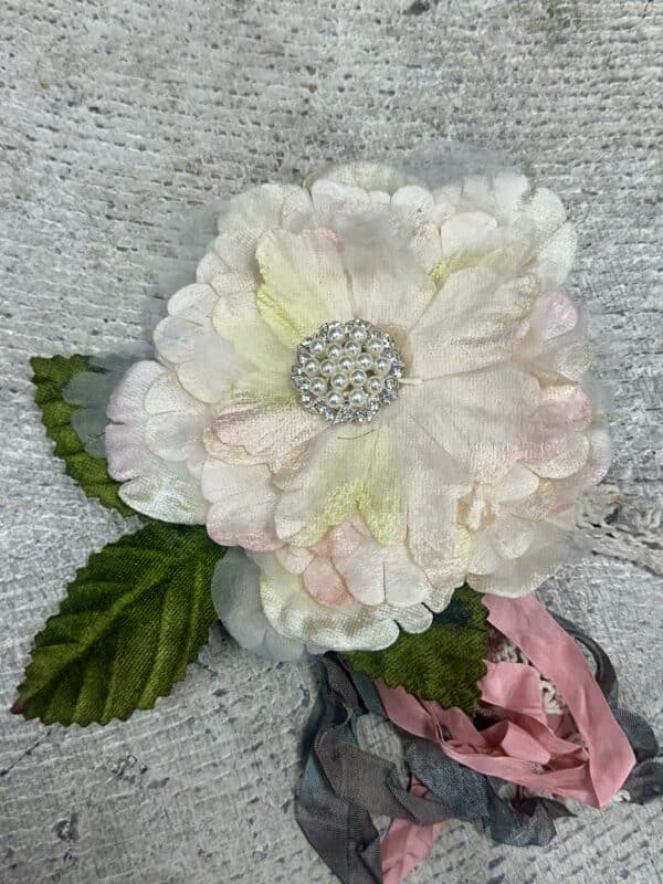 Vintage Soft Silk Peony Pin - Image 4