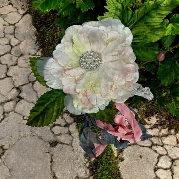 Vintage Soft Silk Peony Pin - Image 2