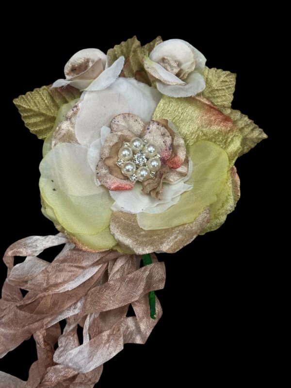 Vintaged Silk Cabbage Rose Pin - Image 2