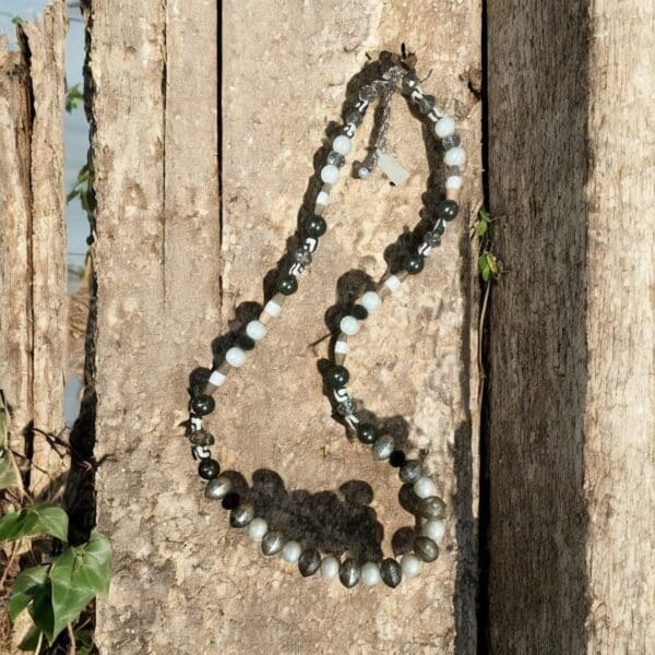 Black and Silver Hand Strung Necklace - Image 2