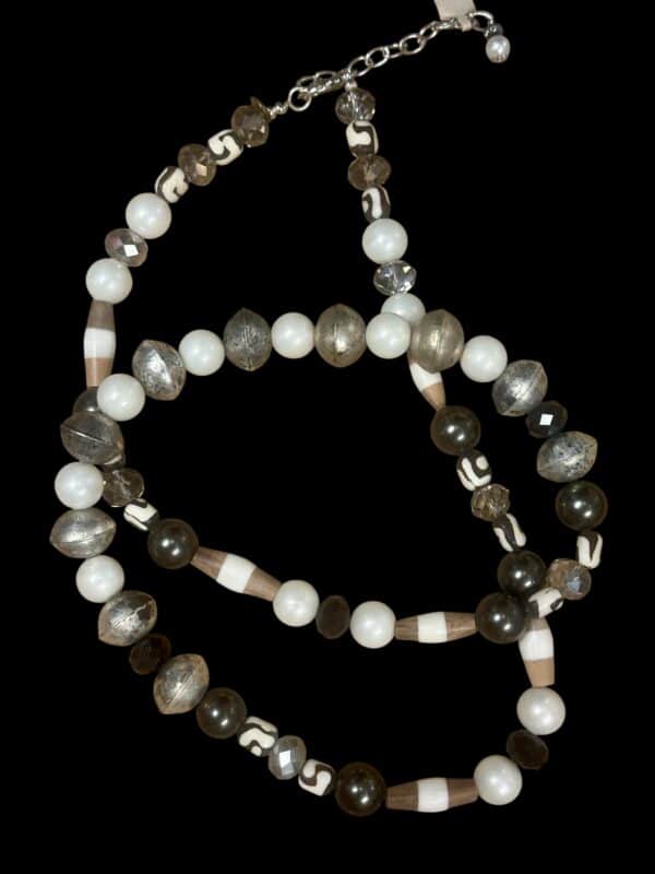 Black and Silver Hand Strung Necklace