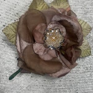 Vintage Silk Amber Cabbage Rose Pin