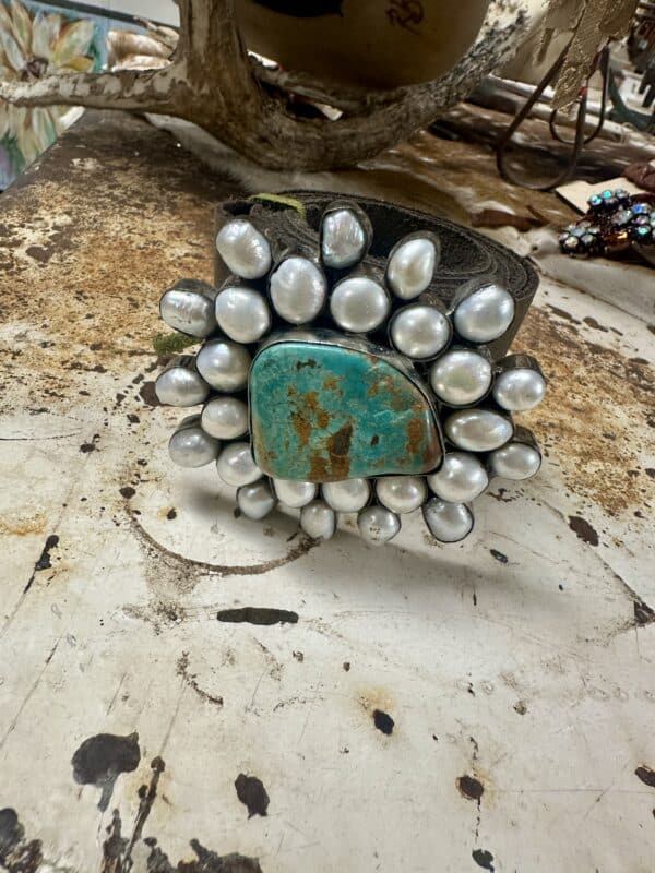 Turquoise and Pearl Buckle and Belt - Image 3