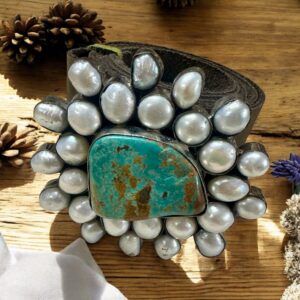 Turquoise and Pearl Buckle and Belt