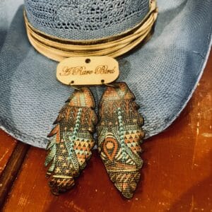 Aztec Leather Feather Earrings