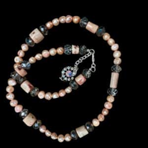 Authentic Coral and Champagne Pearl Necklace