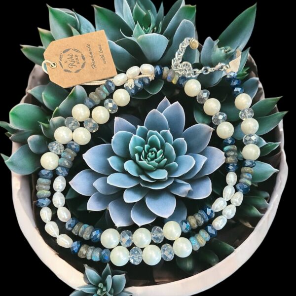Pearls and Crystal Double wrap Necklace