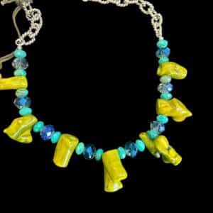 Avocado Corral and Turquoise Necklace