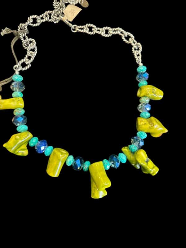 Avocado Corral and Turquoise Necklace