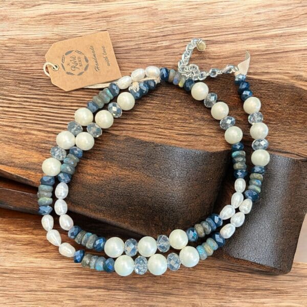 Pearls and Crystal Double wrap Necklace - Image 3