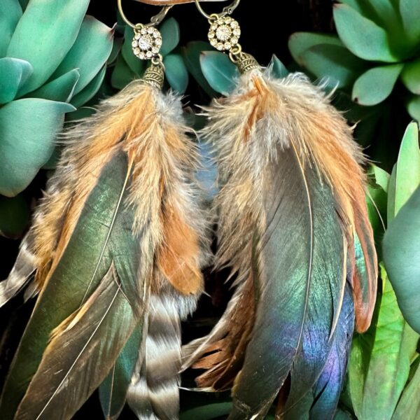 Rhinestone Feather Earrings - Image 2