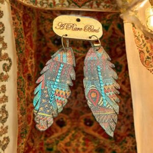 Aztec Leather Feather Earrings