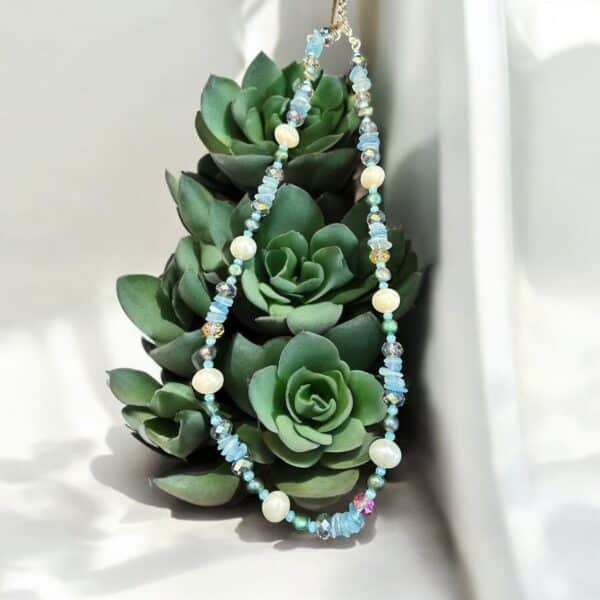 Multi Sky blue/Pearl Necklace - Image 2