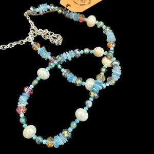 Multi Sky blue/Pearl Necklace