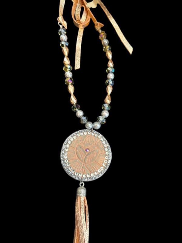 Stamped Soldered Leather Copper Necklace
