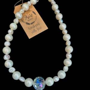 Pearls with Large Center Crystal Ball
