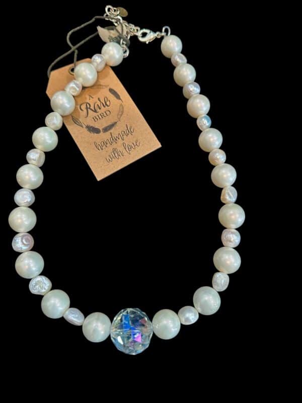 Pearls with Large Center Crystal Ball