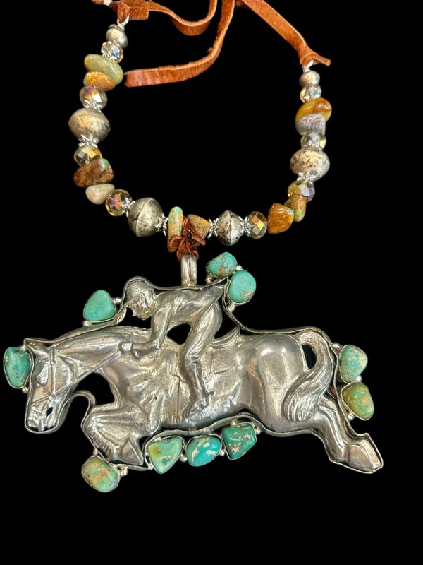 Equestrian Silver Plate Turquoise Necklace - Image 2