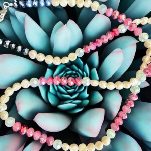 Magenta Crystal Pearl Necklace