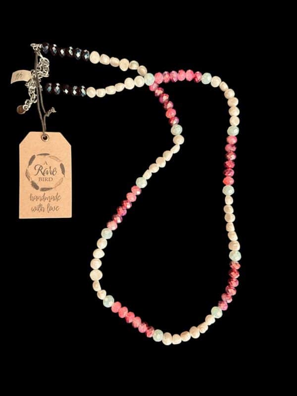 Magenta Crystal Pearl Necklace - Image 2