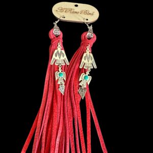 Leather Red Tassel Earrings