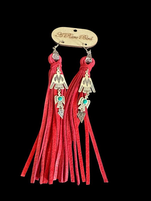 Leather Red Tassel Earrings