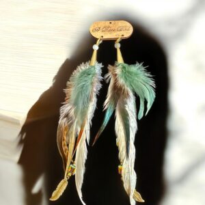 Fancy Neutral Feather Sparkle Earrings