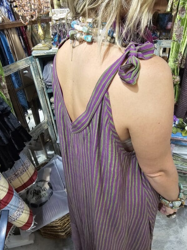 Elegant Purple/Green Stripe Lace Dress Bundle - Image 5