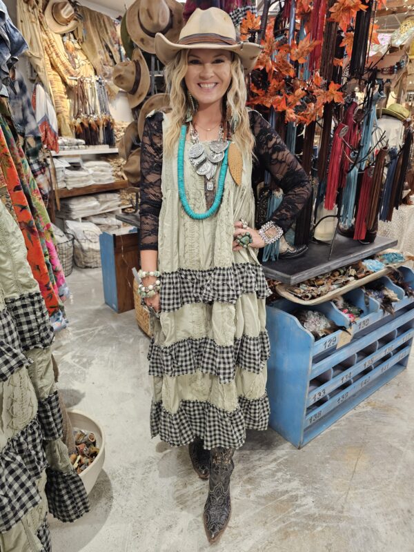 Hand Stitched Check Dress - Image 2
