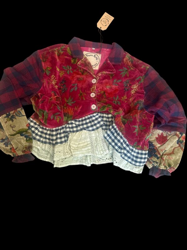 Velvet Check Ruffle Jacket - Image 2
